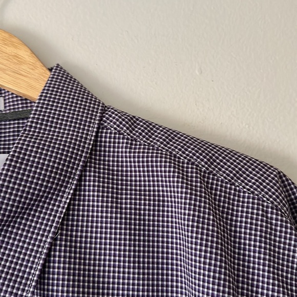 Calvin Klein Button-down Purple White Long Sleeve Shirt Modern Classics - Picture 5 of 6